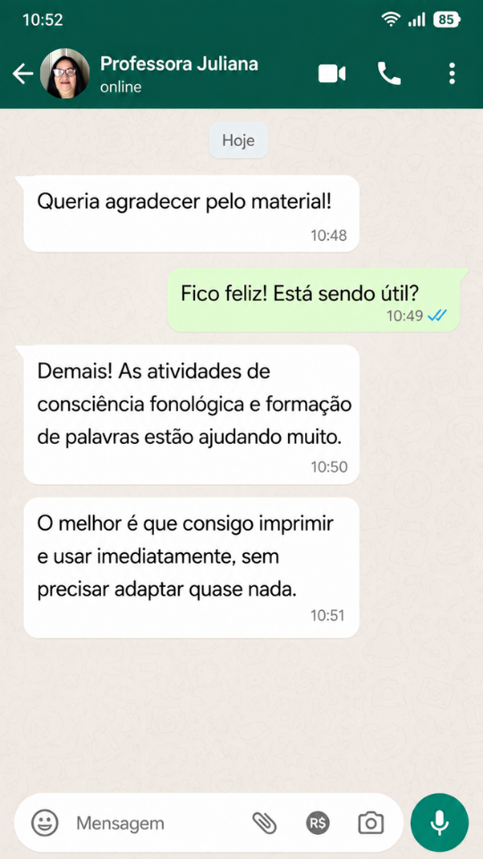 Depoimento 3 via WhatsApp