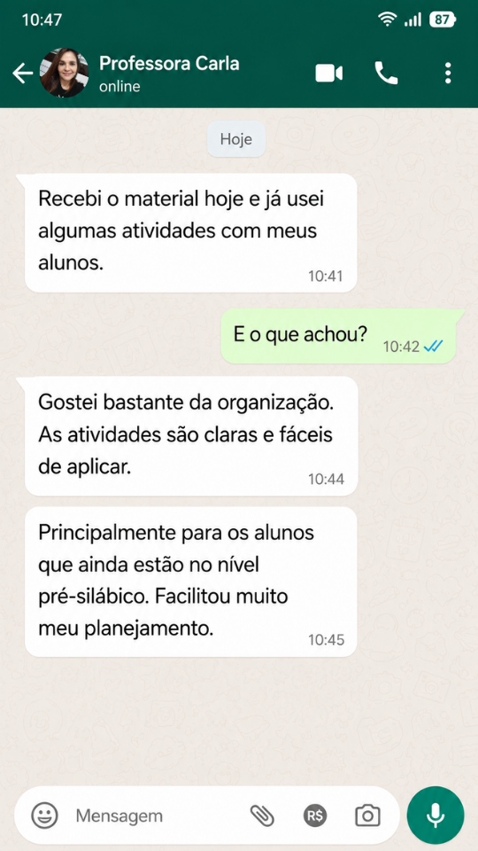 Depoimento 1 via WhatsApp
